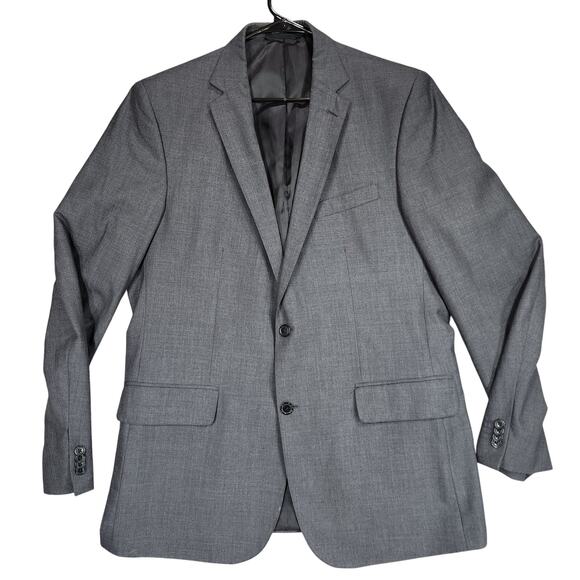 Lands End Blazer 44L Men Sutton Traditional Fit Gray Crosshatch Wool Suit Blazer - Picture 1 of 14